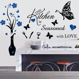 Kitchen Wall Decal Wall Arts Stickers Inspirational Wall Decals Quotes this Kitchen is Seasoned with Love Kitchen Wall Sign Home Decor Vinyl Wall Sticker for Kitchen Dining Room Home Restaurant Wall