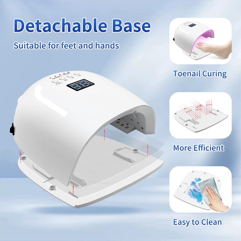 BIDUO UV LED Nail Lamp, 86W Rechargeable Cordless Nail Dryer,