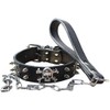 Haoyueer Spiked Studded 1.2" Wide Leather Dog Collar Chain Leash