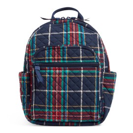 Vera Bradley Women's Small Cotton Backpack Bookbag, Tartan Recycled Cotton