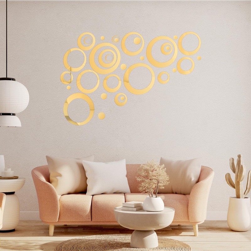 32 Pieces Removable Circle Wall Mirror Sticker Round Decal Acrylic