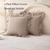 Silnuo Ruffle Taupe Plaid Throw Pillow Covers Set of 2,Washed