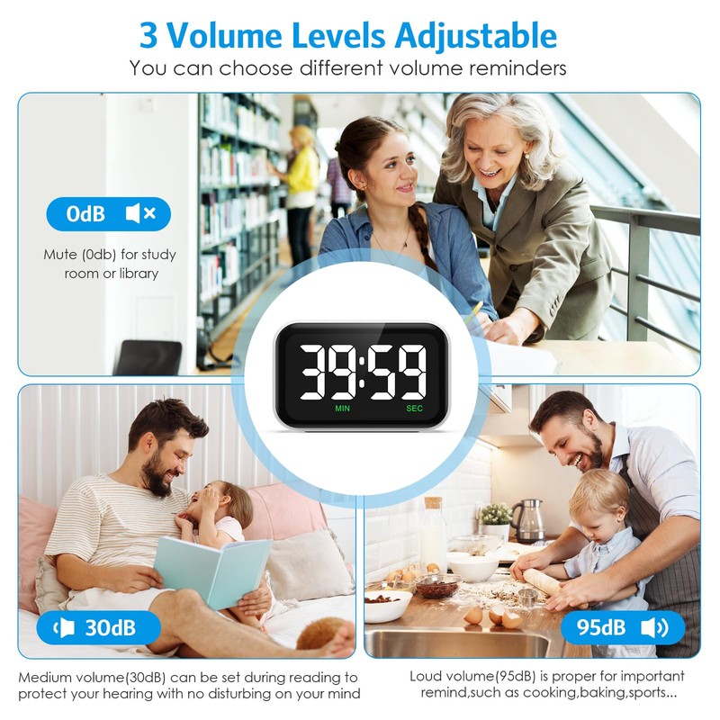 Newest AMIR Digital Timer, 3.5in Visual Timer Accurate Kitchen Timer,