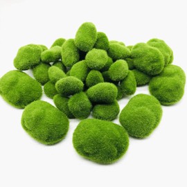 Woohome 51 PCS Artificial Moss Rocks Decorative Set, 4 Size Green Moss Balls, Fake Moss Decor for Floral Arrangements, Fairy Gardens and Crafting