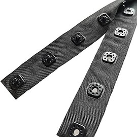 cpqakb Press Buttons Sewing Snaps Tape 3/10 Inch Diameter,Sewing Polyester Tape with White Round Shape Plastic Fastener Replacement Ribbon for Crafting Crafts DIY Cloth. (3 Y Black Square)