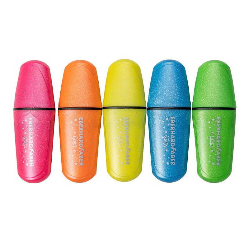 Eberhard Faber 551408 Mini Highlighter Set, Neon Glitter, 5 Marker