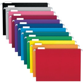 Pendaflex Hanging File Folders Bulk for Filing Cabinet with Tabs Letter Size - 50 Pack of 12 Assorted Color File Folders - 1/5 Cut Adjustable Tabs - Manilla File Folders 8.5 X 11