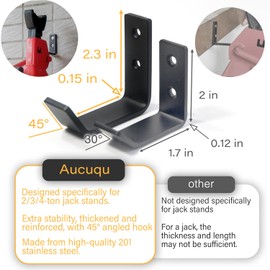 Aucuqu 4 Packs Jack Stands Wall Mount Organizer, Heavy Duty Stainless Steel Holder Hook Fits 2 & 3 & 4 Ton Jack Stands