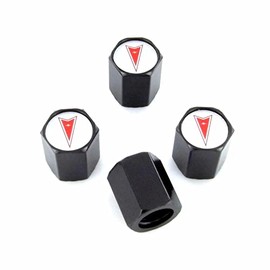 Elite Automotive Products, Inc. Logo Tire Stem Valve Caps for Pontiac (Red on Black)