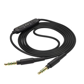 Geekria Audio Cable with Mic Compatible with ATH ATH-M50xBT2 ATH-M20xBT ATH-SR5 Headphones Cable, 1/8" (3.5mm) to 3.5mm Replacement Stereo Cord with Inline Microphone (5.6 ft/1.7 m)