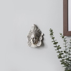 PURESTORY Wall Hangings for Home Decoration | Maa Durga Face Wall Hanging | Maa Durga Face Mould | Door Entrance Decoration Items | God Idol Wall Hanging | Gifting Items | Idol for Home Decor - Silver