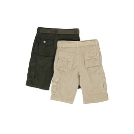 Raw X Boys Cargo Shorts 8-18 | 100% Cotton Belted Twill Boys, Teen and Youth Cargo Short | 2-Pack | OLIVE/STONE-16