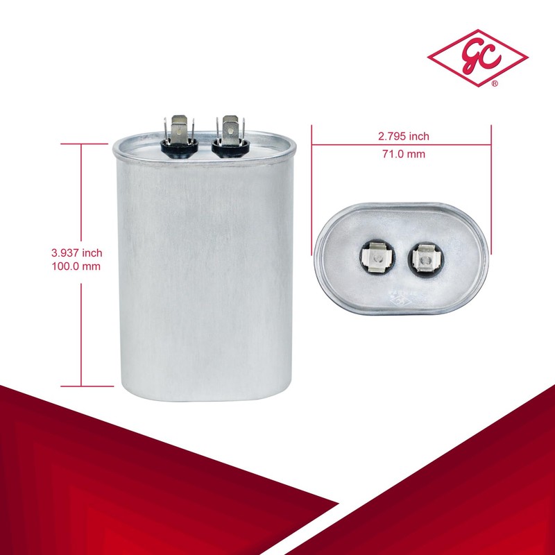 Capacitor (Oval) 40uF ±5%, 40MFD, 370V/440V Single Element CBB65 Motor