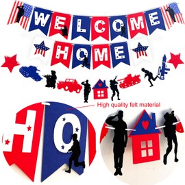 Military Welcome Home Decorations Patriotic Welcome Home Banner We Are So Proud Of You Balloons USA Red White Blue Homecoming Return Party Decorations Decor