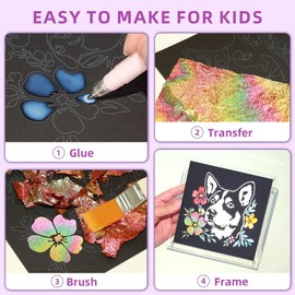 Blauwhim Burnt Foil Art Crafts Gifts for Kids, The Cat and Dog Design Foil Fun Craft Kits, Creative Arts and Crafts for Kids Ages 8-12 and Up, Girls Boys Fun Kits Projects Activities Birthday Gifts