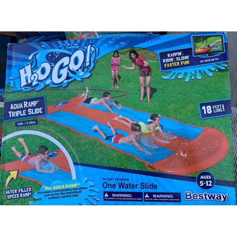 Bestway Inflatable Water Slide Triple Pool Kids Park Backyard Play