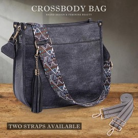 4053 Women's Elegant Crossbody Bag For Women Leather Hobo Handbag Wallet Set With 2count Adjustable Guitar Leopard Strap hkclufbag crossbody purses 2025:_Gray