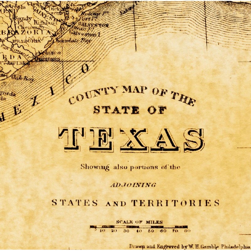 Texas Map Store 1876 Great Texas & Southwestern Cattle Trails