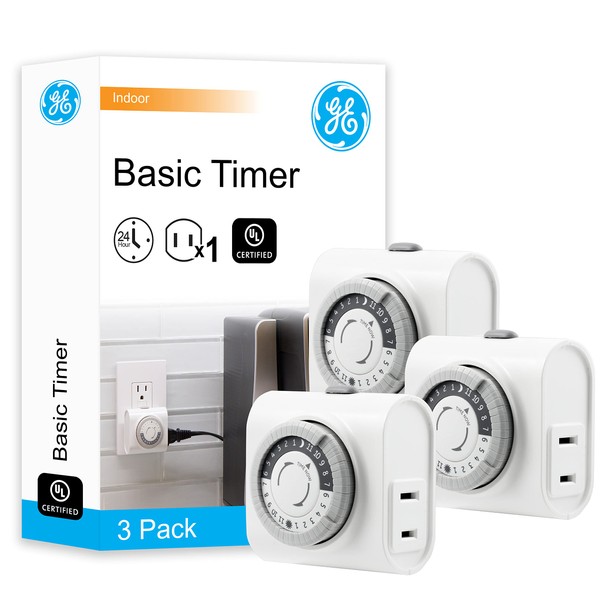 GE 24-Hour Indoor Basic Outlet Timer, 1 Polarized Timer Outlet,
