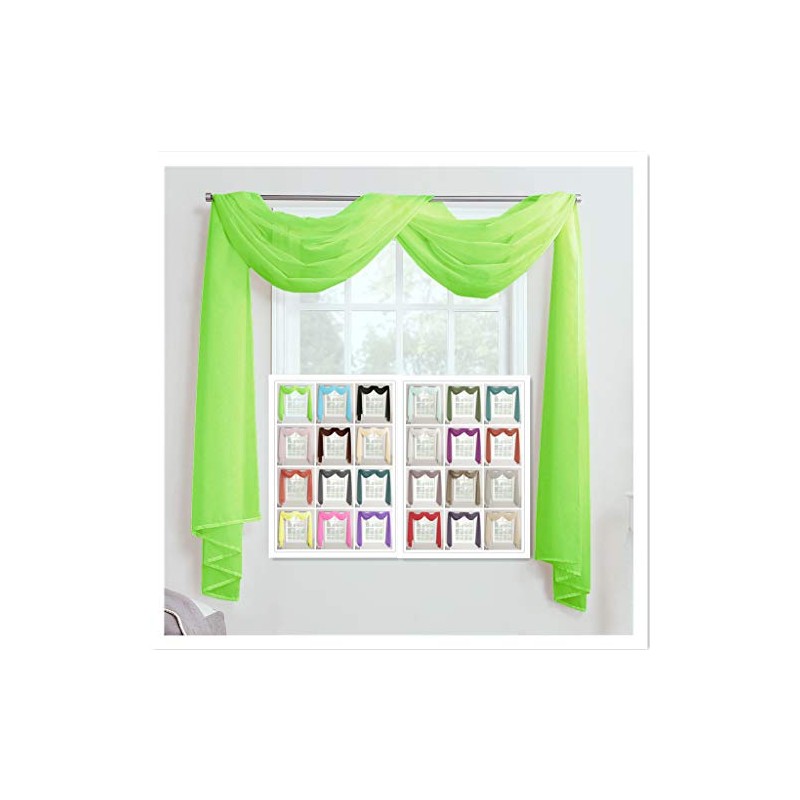 Megachest TAILORED VOILE WINDOW SCARF PELMET (moss, 56"X118"X1 Panel)