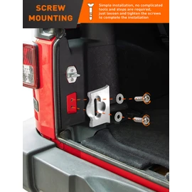 Savadicar TL01 Limitador de puerta trasera, cierre de puerta trasera de aleación de aluminio, tapón de puerta trasera para Jeep Wrangler JK JKU 2007-2018 2 puertas y 4 puertas, accesorios de repuesto