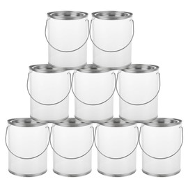 Acrux7 9 Pack Clear Plastic Empty Paint Cans with Metal Lids and Handle, 4 x 5 inch Small Paint Storage Bucket, Quart Size Paint Containers for DIY Crafts, Party Favors