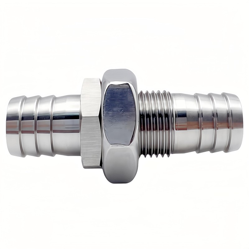 Lophtnix 2PCS 304 Stainless Steel Hose Barb Fitting Thru-Bulk Bulkhead