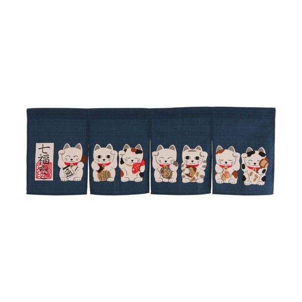 Noren (Japanese Curtain) seven Beckoning Cat/Maneki Neko 17-507 85×30cm from Japan