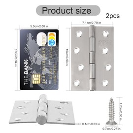 Door Hinges, Folding Butt Hinges, 304 Stainless Steel Door Hinges for Wood Home Furniture Hardware, Hinge with Screws, for Window, Cabinets, Wooden Boxes (2pcs 100x71)