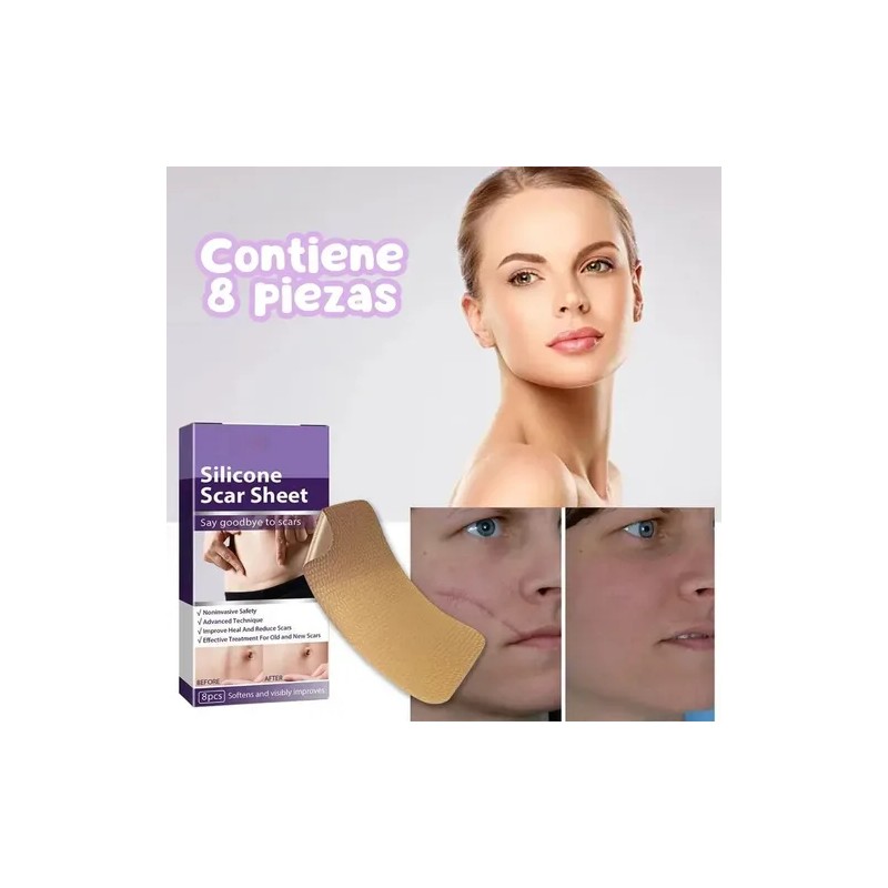 8 Parches Silicona Reutilizables Cicatrices Grado Medico F