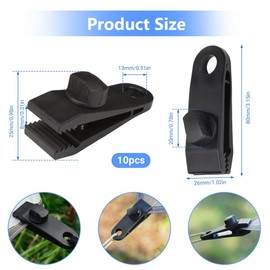 10 Pieces Tarp Clips Heavy Duty, Thumb Screw Tarp Clips Heavy Duty Lock Grip for Camping, Strong Grip Tent Clamp Clip, Nylon Clamp for Camping Tarps Awnings Caravan Canopies Car Covers