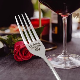 FOTMKSMU 2pcs I Forking Love You Fork Dinner Funny Couple Forks I Love You Gifts for Her Anniversary Valentines Gifts for Boyfriend