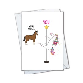 The Cardtel | Nurse Thank you Card, Nurse Graduation Card, Nursing School Graduate, Congratulations Grad Card for Nurses (Nurse Unicorn Dancing)