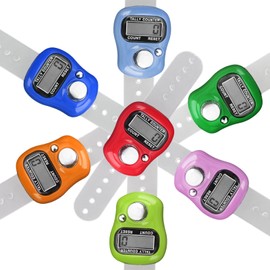 Olikraft 7-Piece 𝐒𝐭𝐢𝐭𝐜𝐡 𝐂𝐨𝐮𝐧𝐭𝐞𝐫 Set - Vibrant Knitting & Crochet Row Counters, Ergonomic Tally Clickers, Durable Stitch Counter, Multi-Color, Handheld Craft Tools