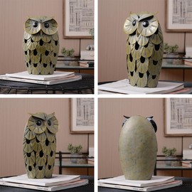 NENBOLEC Owl Statue Figurine Modern Sculpture Decor Animal Gifts Arts Home Ornament Table Centerpiece Metal Crafts 24cm