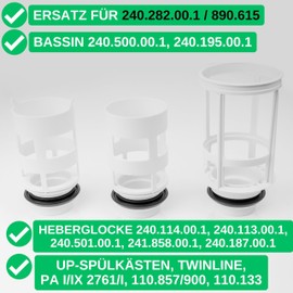 Bassin Gasket, Pack of 2, Replacement for 240.282.00.1, 890.615, Compatible with Geberit Bassin 240.500.00.1, 240.195.00.1, Sealing Ring with Outer Diameter 68 mm, Diameter 46 mm Inside, 9 mm Height,