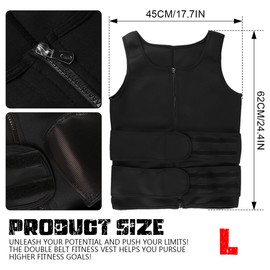 UPIQNG Men's Sauna Vest Breathable Body Shapper Gym Fitness Vest Zipper Tank Top Waist Back Sauna Suit Sports Body Sweat Vest