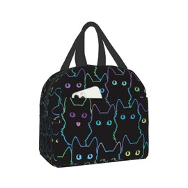 Nerxy Cat Lunch Bag Cute Leakproof Cooler Lunch Box Colorful Cat Silhouettes Insulated Meal Tote Kit Lunch Containers For School Office Picnic For Kids Adults Children,8.5x8x5 In(catLB230406)