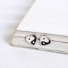 Yin Yang Heart Shaped Stud Earrings Sterling Silver 925 Minimalist