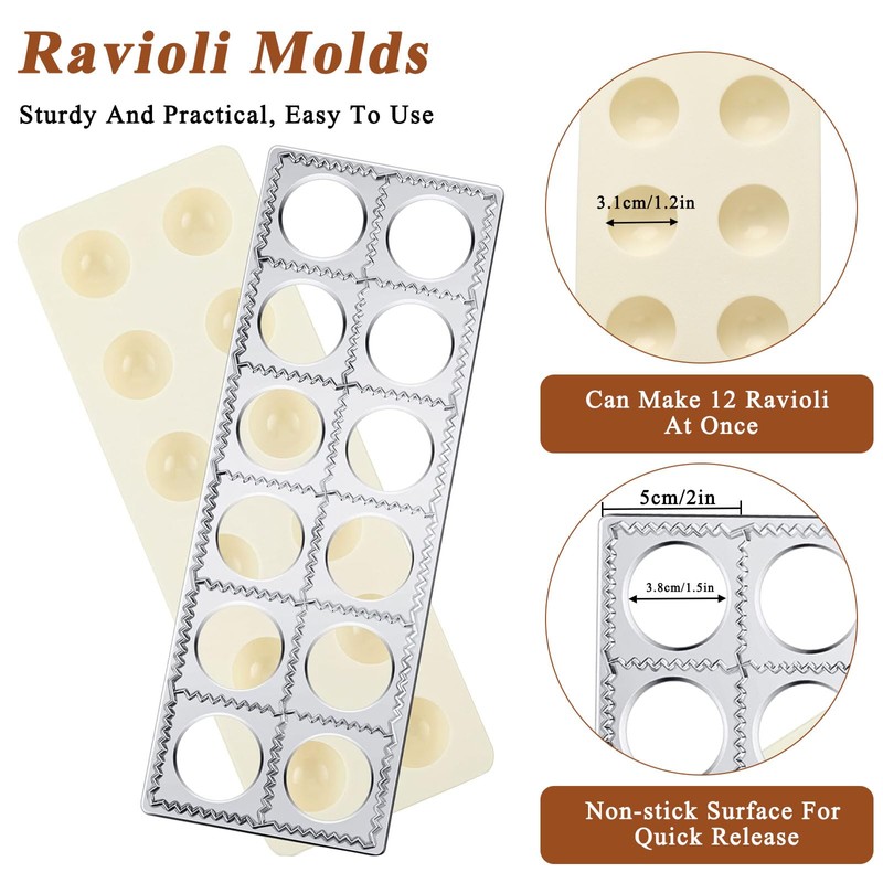 Lainballow 7 Pcs Ravioli Mold Set, Ravioli Maker Press with