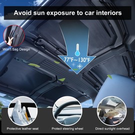 for Hummer EV Accessories 4 Top Glass Sunroof Sun Shade,No Gaps No-Sagging Hummer EV Sunshade Roof Heat Insulation Foldable Reflective UV for Hummer EV Truck SUV 2022-2024-2025 (Interior Black)
