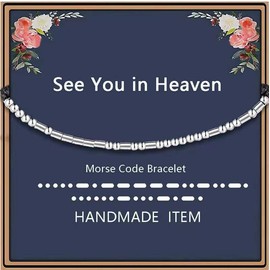 morniface See You in Heaven Morse Code Bracelets， Inspirational Sympathy Jewelry for Mom Dad Grandpa Grandma Remembrance Bracelet ，Memorial Gifts for Loss of Loved One
