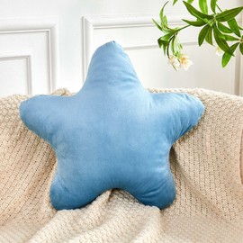 XVTRU Dusty Blue Star Throw Pillow, Cute Star Pillow Room Decor, Soft 14.9" Star Shaped Decorative Throw Pillow for Bedroom, Star Plush Floor Cushions Pillows