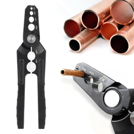 Copper Tubing Repair Tool, Manual Copper Tube Rounder, 6 Holes 1/4 3/8 1/2 5/8 3/4 7/8 Inch, Flat Tube Repairer Pliers, Pipe Repair Pliers for Aluminum Pipes