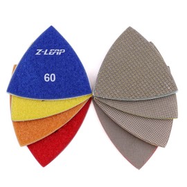 Z-LEAP Triangle Diamond Sandpaper Sheet Discs Sanding Pads for for Grinding Stone Glass Ceramic 3"(80mm) Mix Grit/4pcs