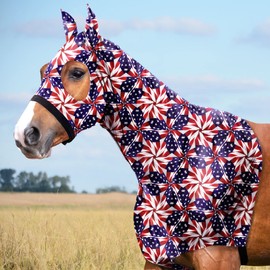 Harrison Howard Soft Fleece Trim Stretchy All-Covered Comfortable Horse Head Hood with Zipper US Flag Prism M