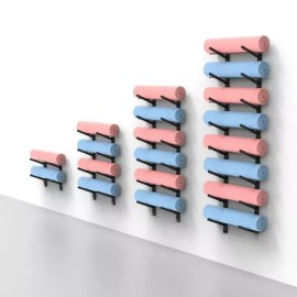 Brandless 벽걸이 폼롤러 거치대 학원 요가 매트 헬스장 [블랙 3단 51cm 1쌍] Wall-mounted foam roller rack academy yoga mat gym [Black 3-tier 51cm 1 pair]
