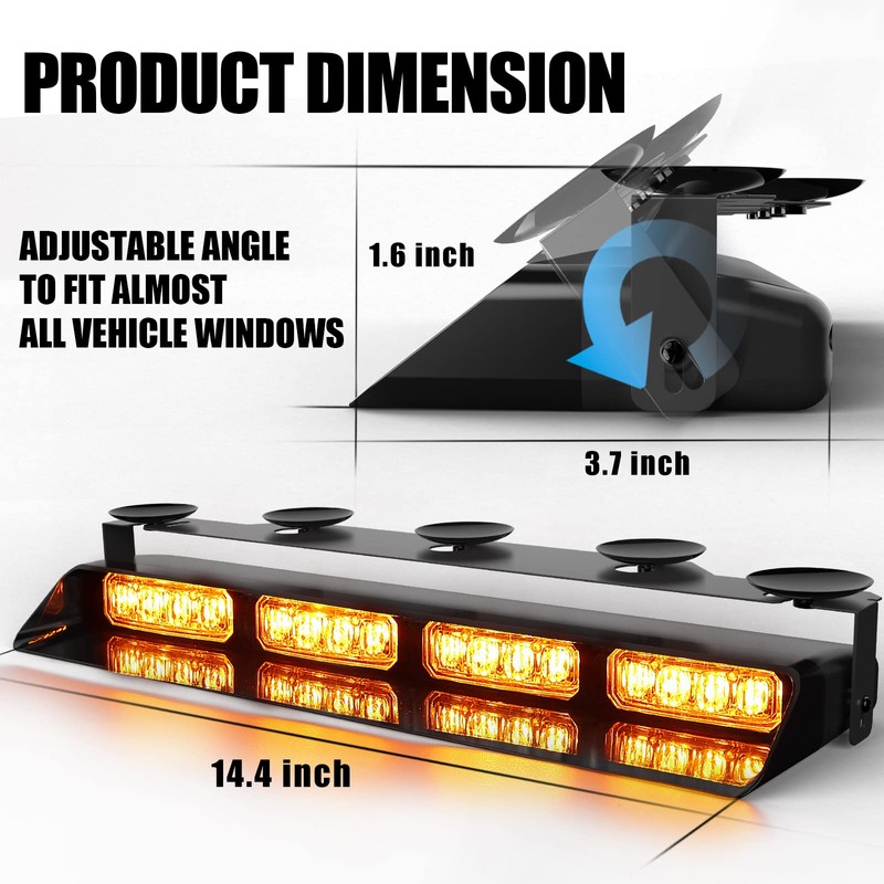 WINECO Amber Emergency Dash Strobe Lights Safety Flashing Warning w/Digital