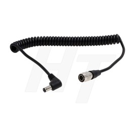 HangTon Zaxcom Zoom F4 F8 Recorder Coiled Power Cable Right Angle DC Barrel Hirose 4 Pin for Sound Devices 664