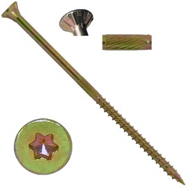 Jake Sales #10 X 5" Gold Star Wood Screw Torx/Star Drive Head - Multipurpose Torx/Star Drive Wood Screws - (1 Pound - 38 Approx. Screw Count)